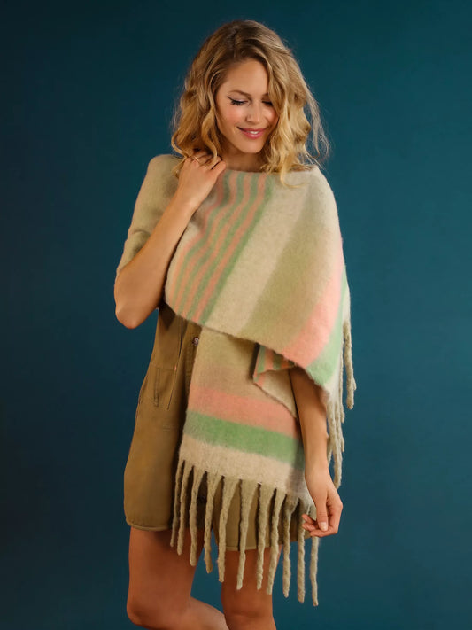 Enid Cosy Scarf - Sage / Petal