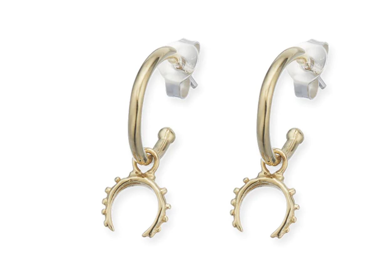Goddess moon hoop earrings