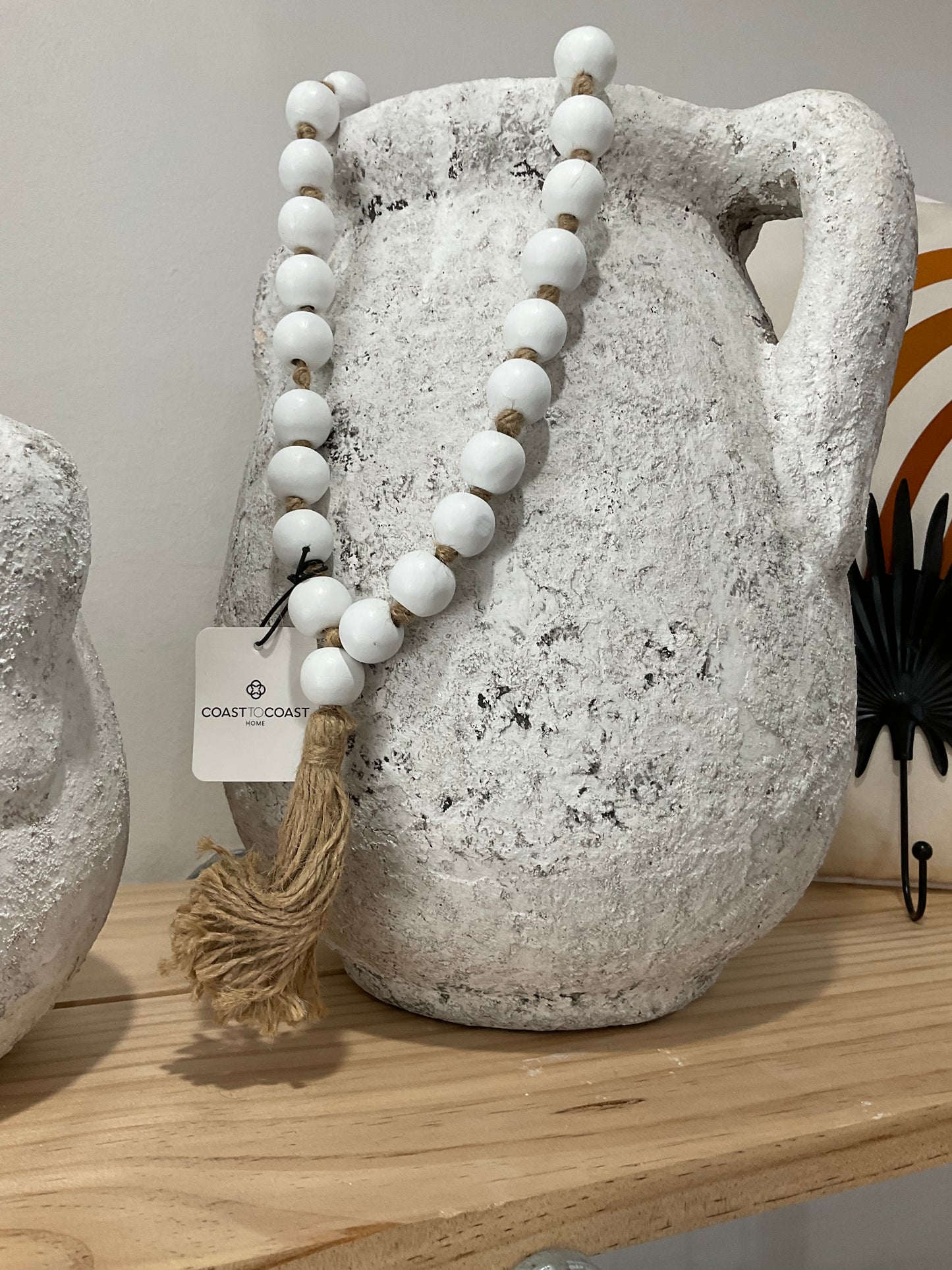 Saffron Wooden Hanging Beads - White