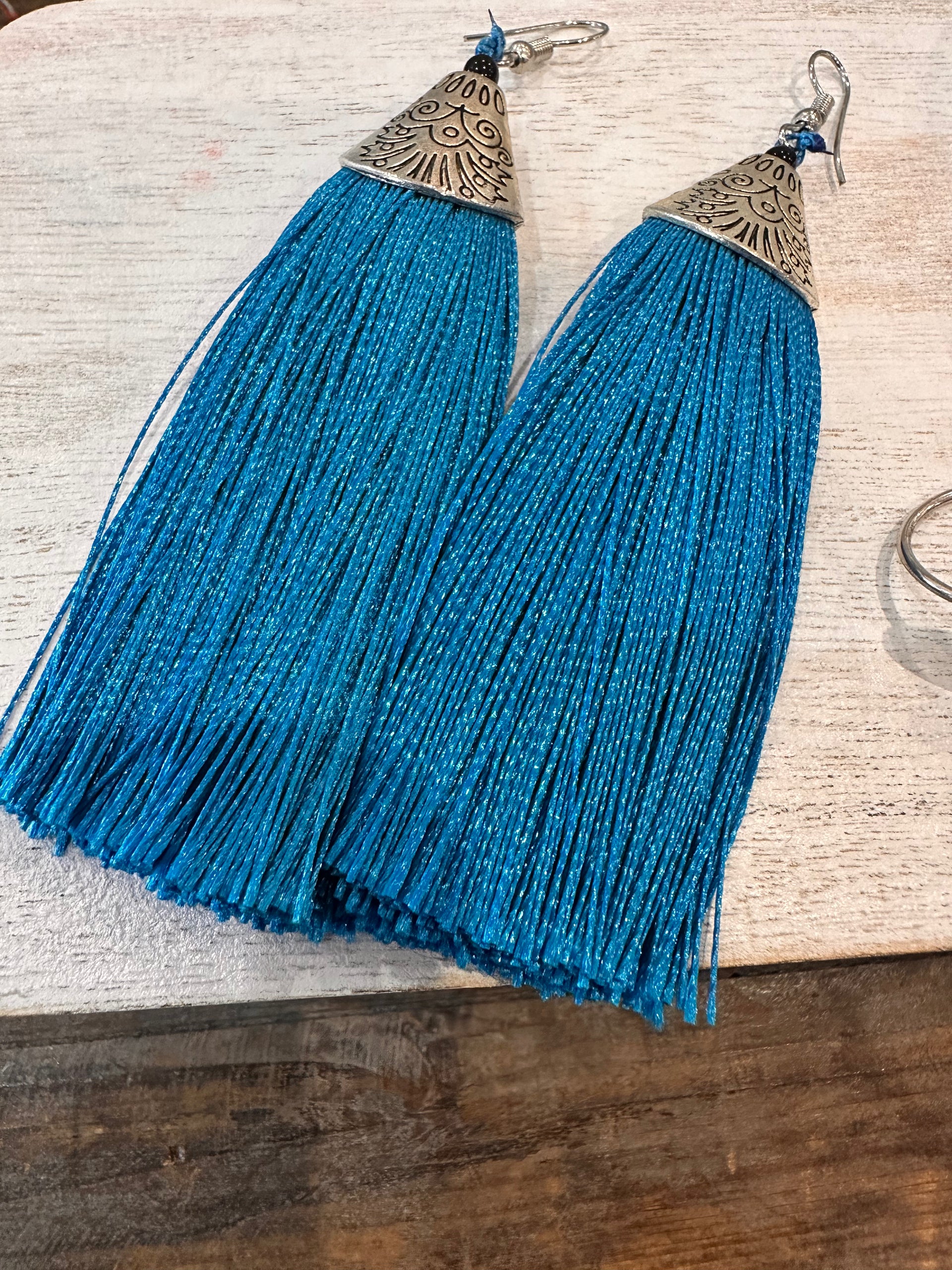 Blue Tassel Earrings