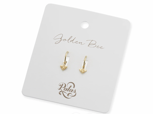 Golden bee hoop earrings