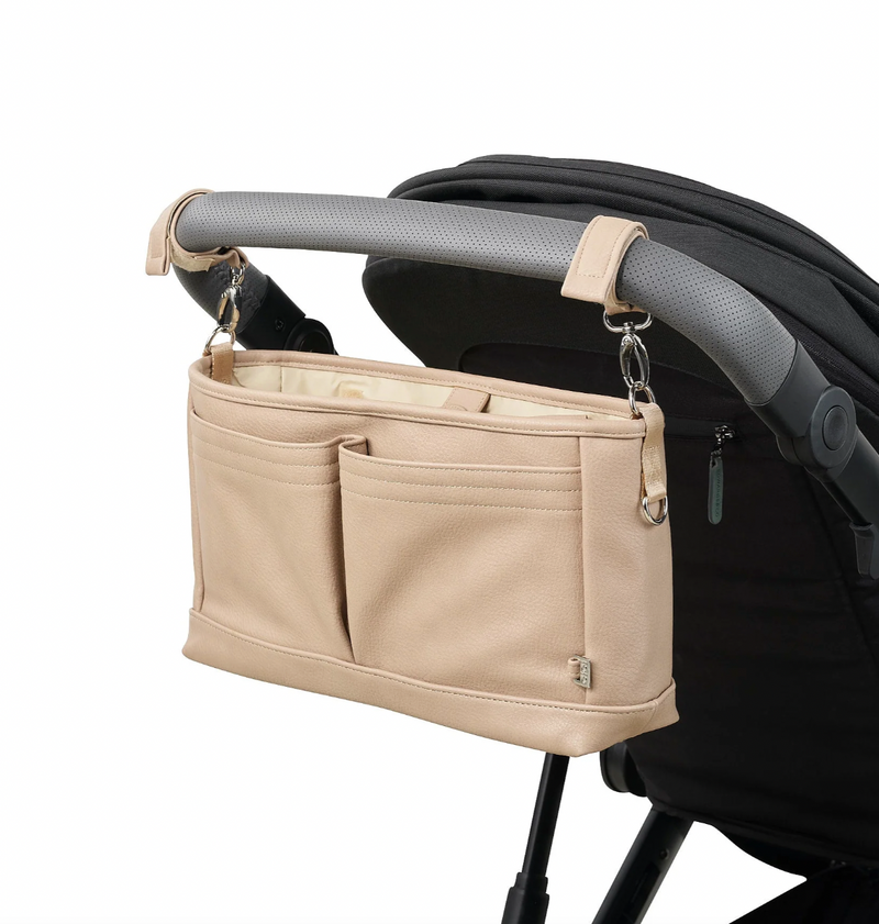 Dimple Faux Leather Stroller Organiser/Pram Caddy - Oat