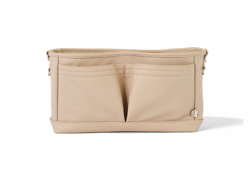 Dimple Faux Leather Stroller Organiser/Pram Caddy - Oat