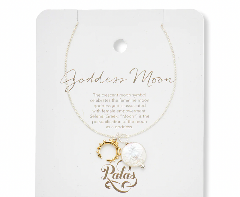 Goddess moon and pearl amulet necklace