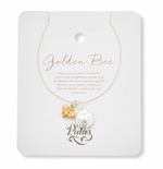 Golden bee and pearl amulet necklace