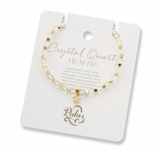 Crystal quartz aura of gold gem bracelet