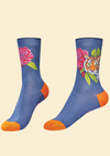 Floral Tiger Ankle Socks - Indigo