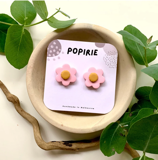 Pop Flower Studs Pink/Mustard Earrings