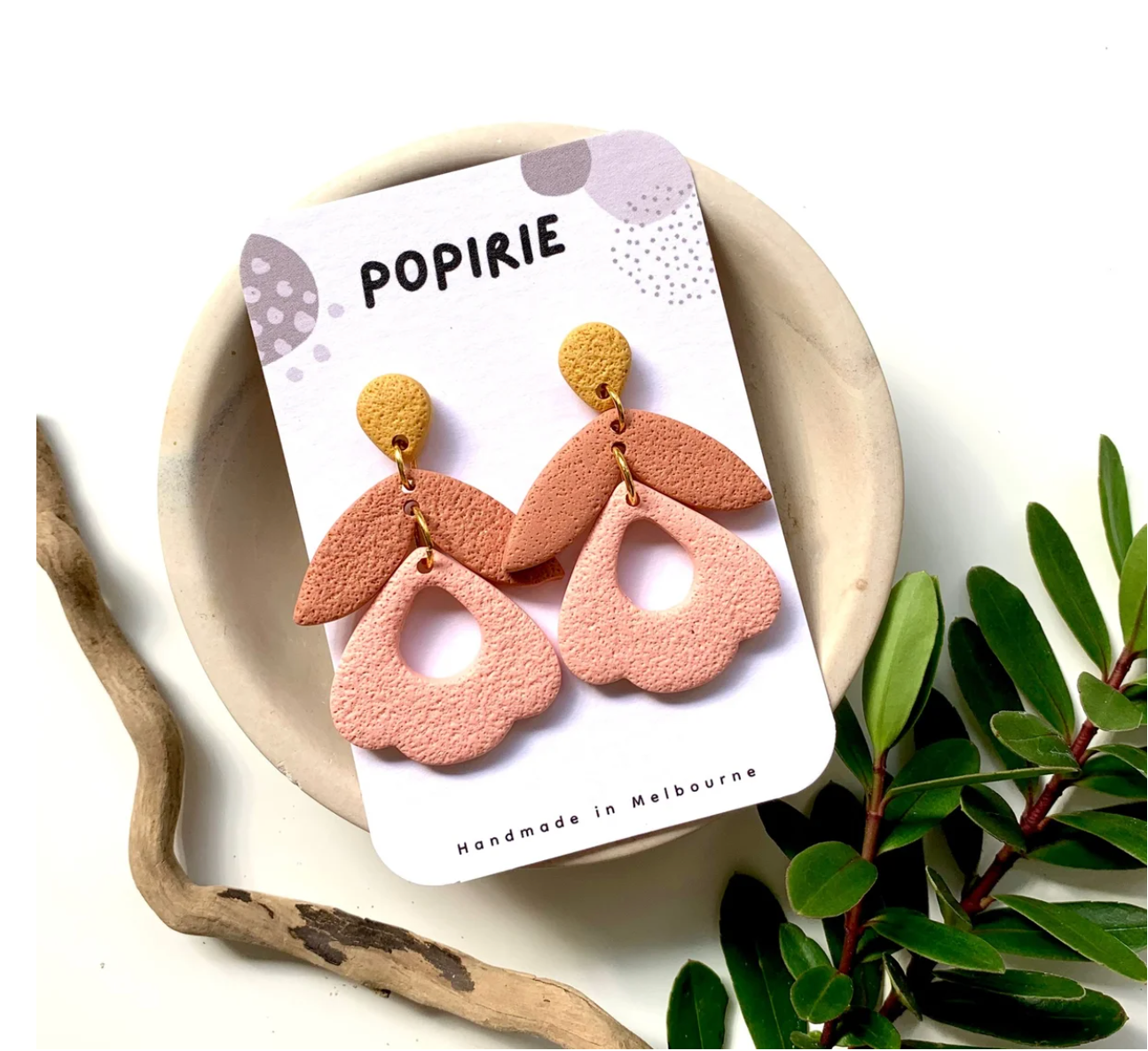 Floral Drop Peach & Terracotta Earrings