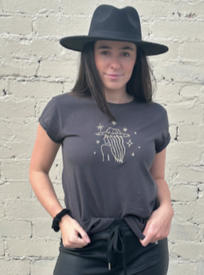 The Cowgirl Tee - Charcoal