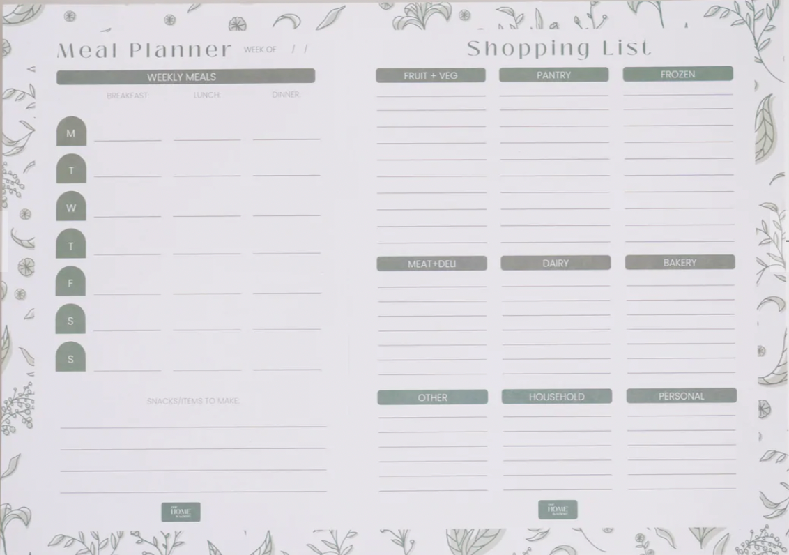 Meal Planner & Shopping List Notepad