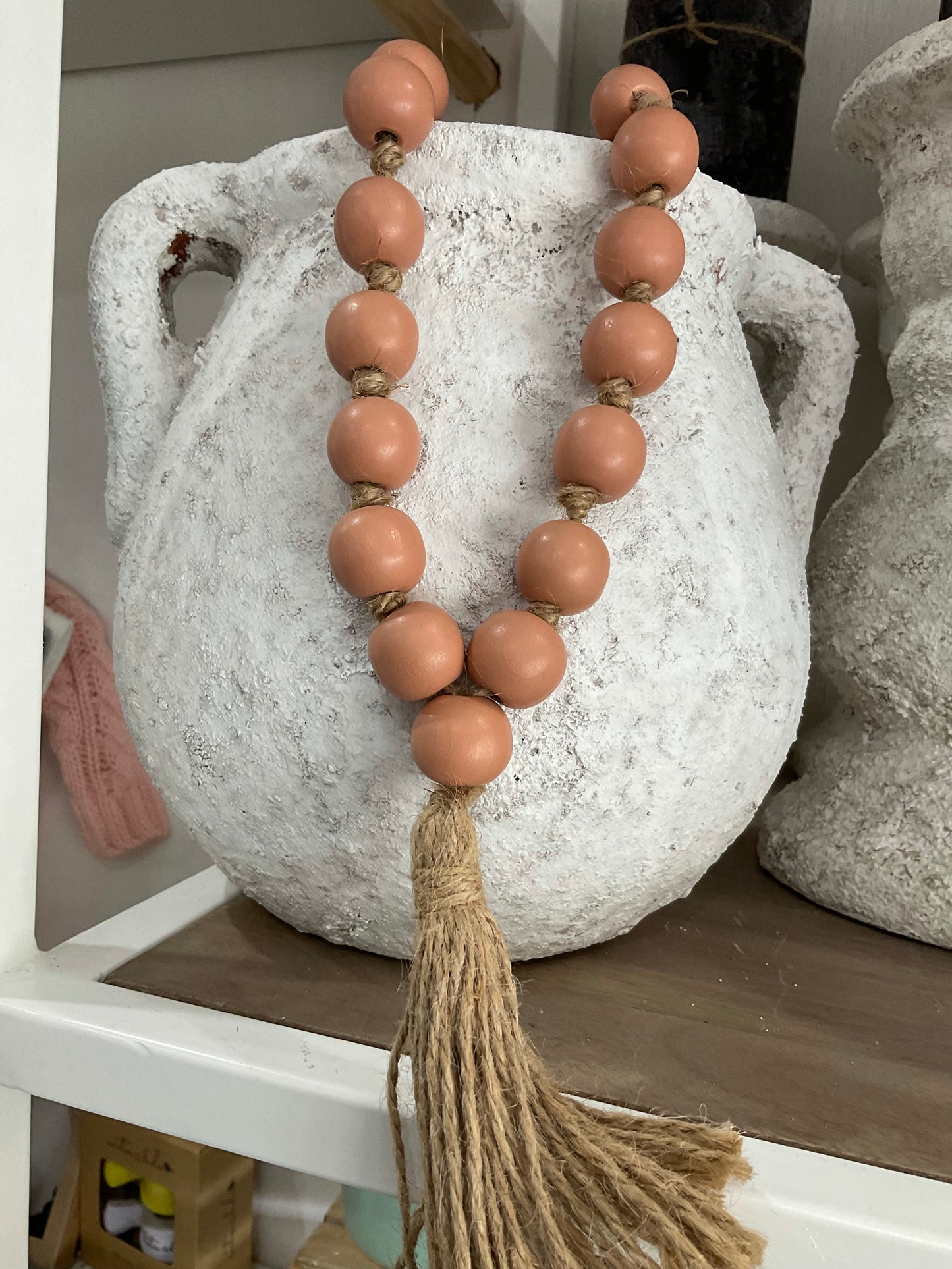 Saffron Wooden Hanging Beads - Coral